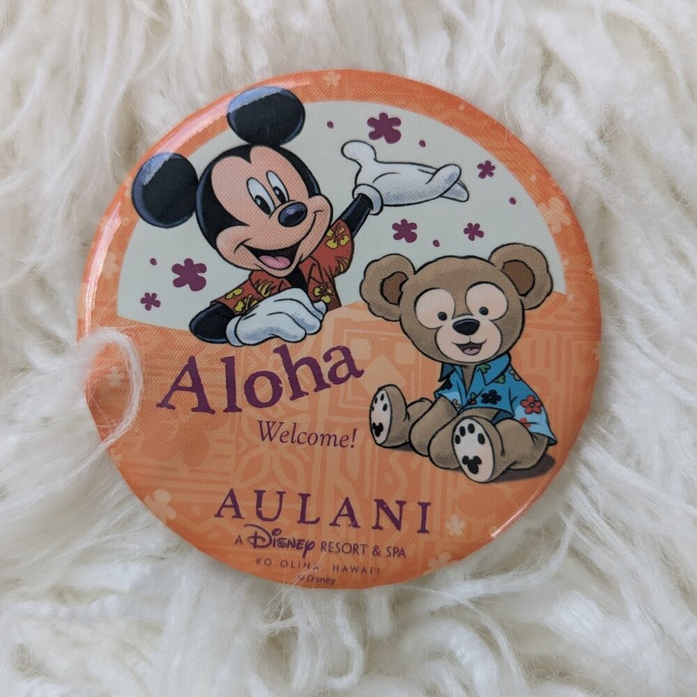 Disney Aulani Collectible Button Pin with Aloha, Mickey, and Bear